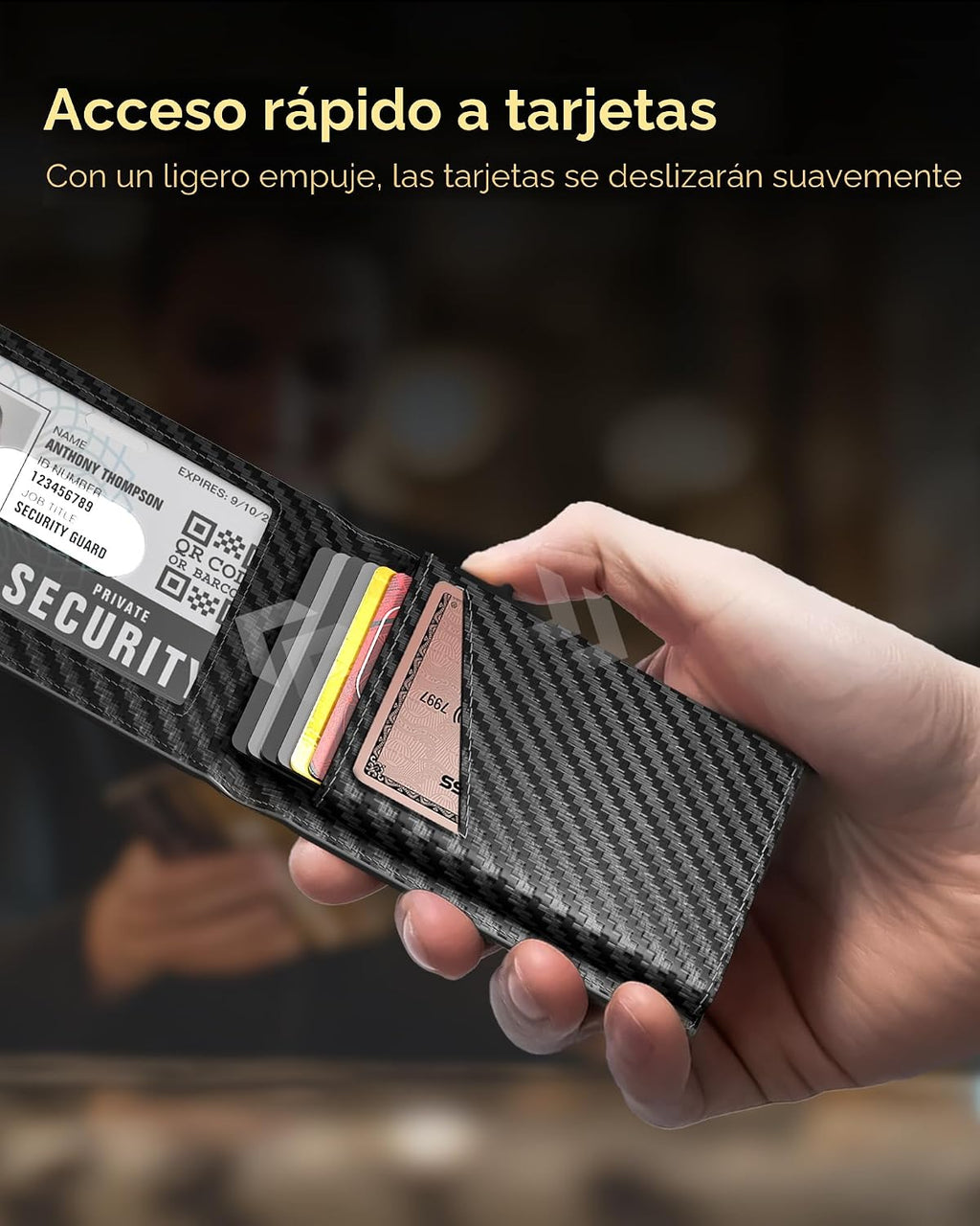 QLD - Cartera minimalista para hombres - Billetera delgada de cuero...