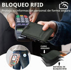 furid Cartera de cuero genuino para hombres: billetera minimalista...