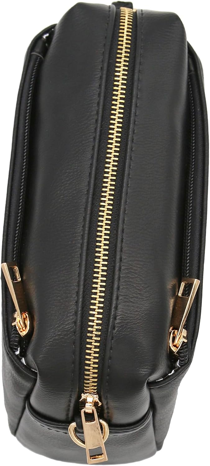 FashionPuzzle Bolso bandolera pequeño con triple cremallera