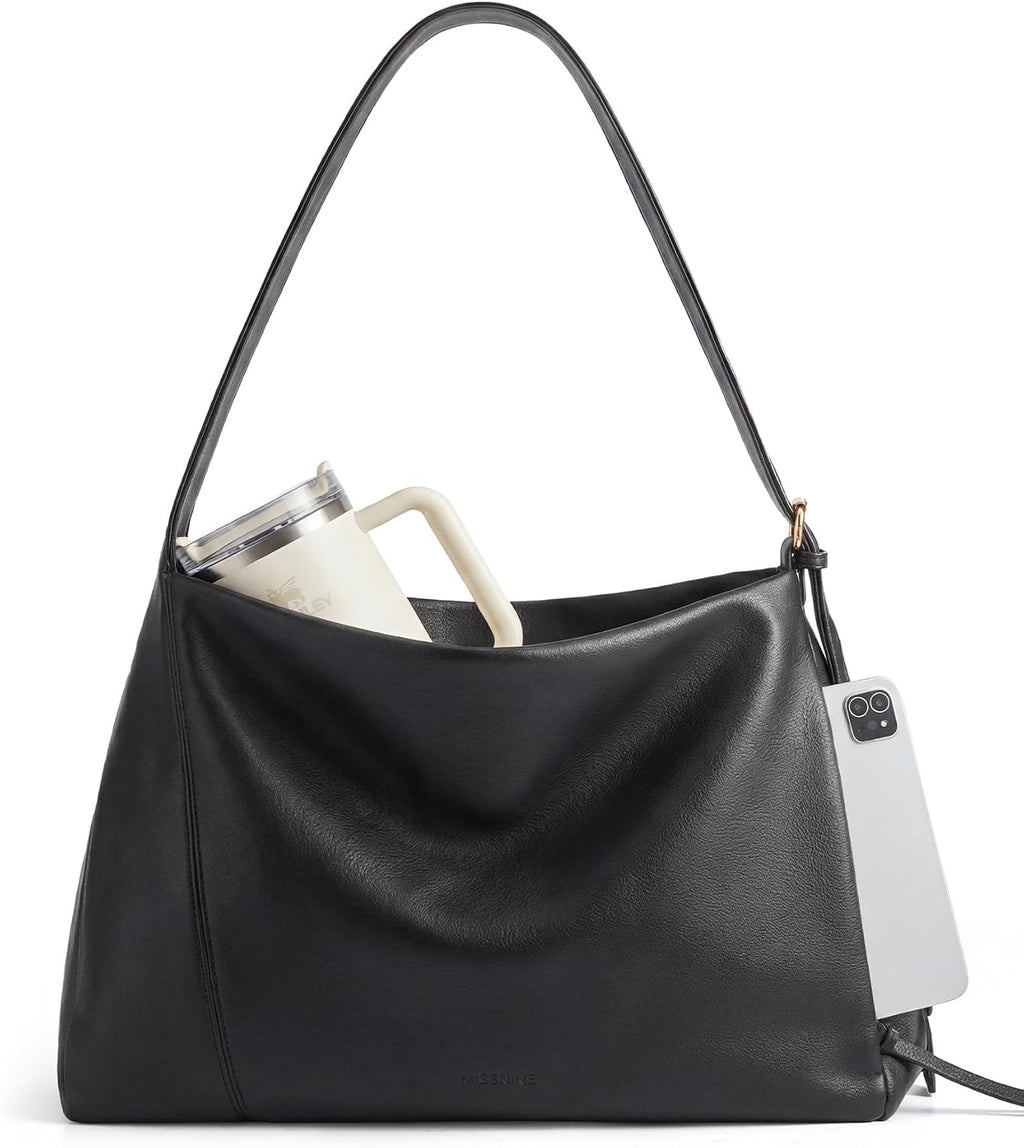 Missnine Bolso Hobo para mujer, bolso de mano de diseñador de cuero...