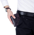 BULLCAPTAIN Cartera de cuero genuino plegable de gran capacidad par...