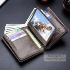 BULLCAPTAIN Cartera de cuero genuino plegable de gran capacidad par...