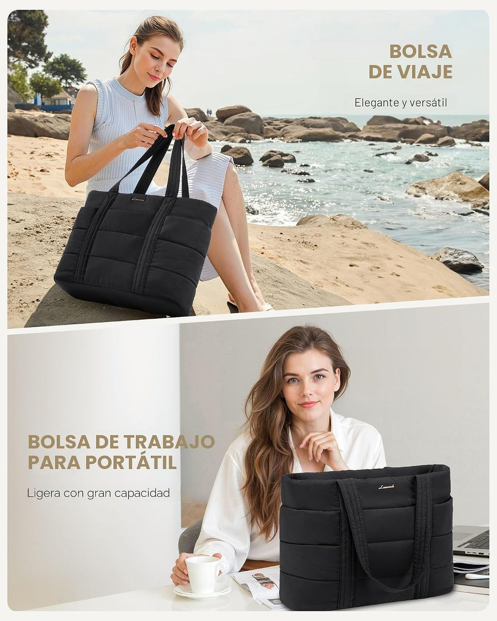 LOVEVOOK Bolsa de mano para mujer, bolsa grande acolchada para comp...