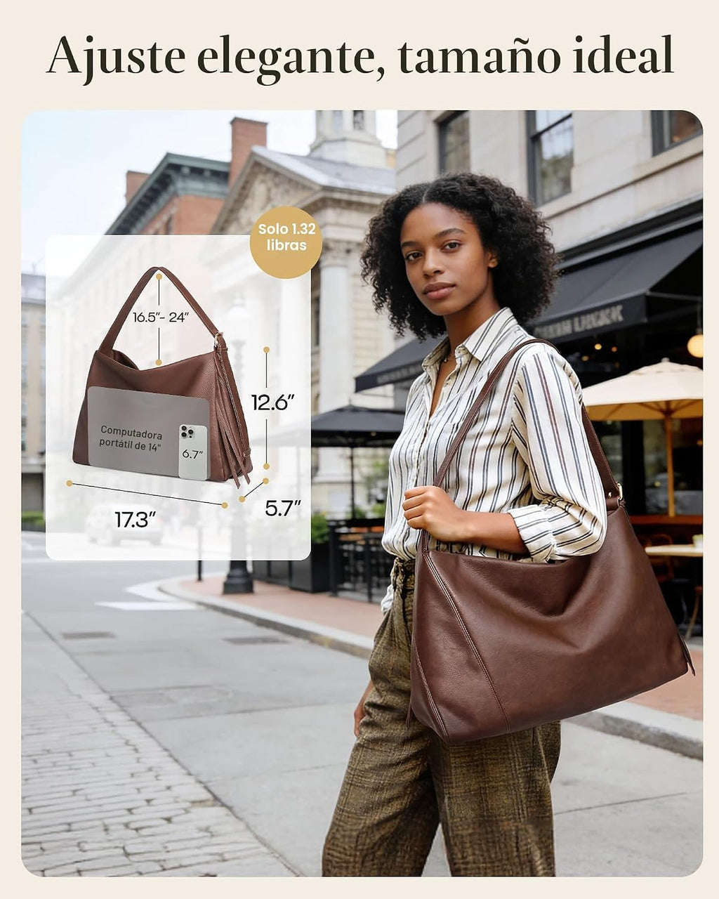 Missnine Bolso Hobo para mujer, bolso de mano de diseñador de cuero...