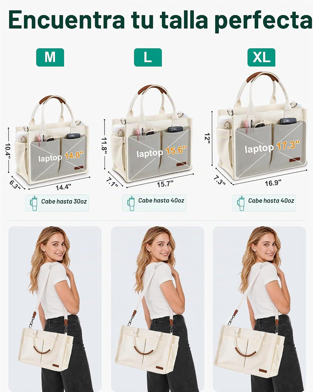 FIORETTO Bolso de lona para mujer con compartimento individual, par...