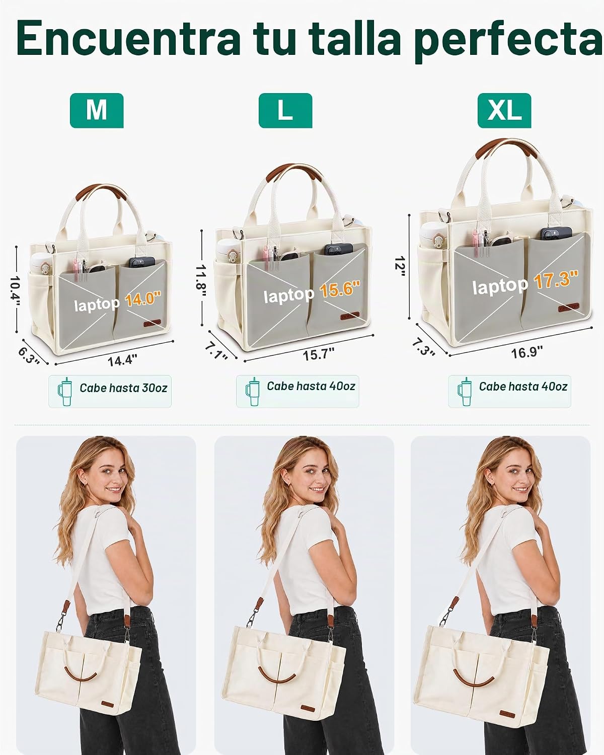 FIORETTO Bolso de lona para mujer con compartimento individual, par...