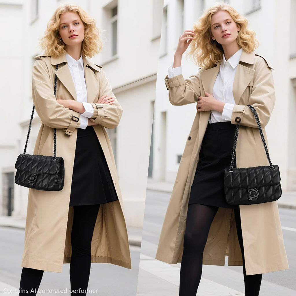 Pelimoo Bolso Bandolera Acolchado para Mujer de Moda - Bolso de Man...