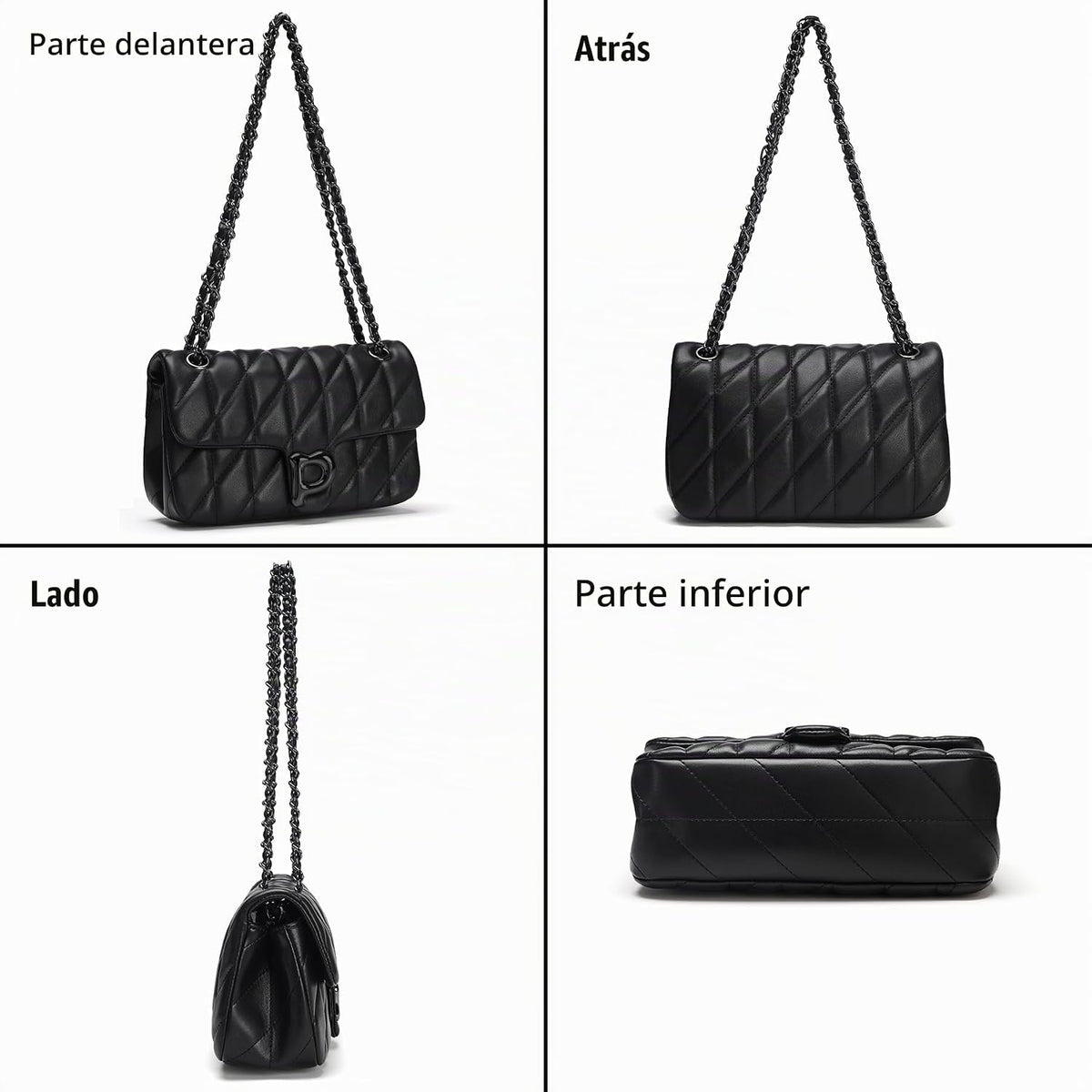 Pelimoo Bolso Bandolera Acolchado para Mujer de Moda - Bolso de Man...