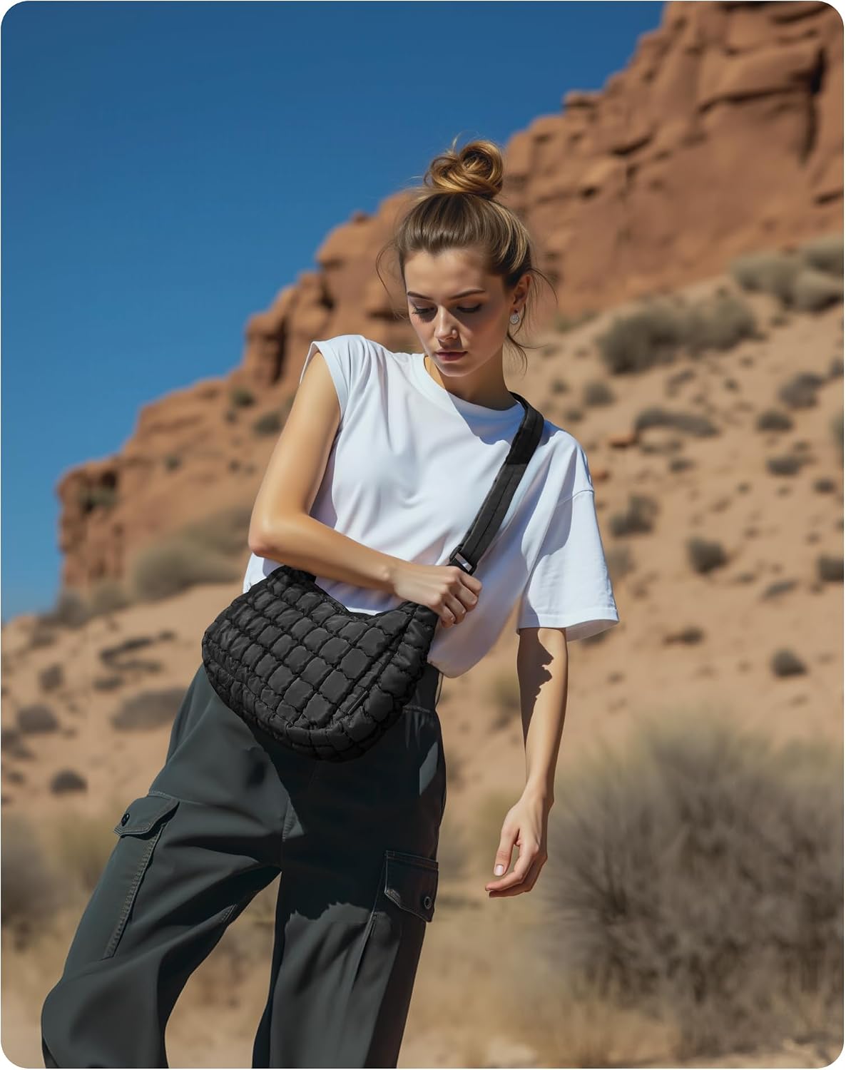 Bolso cruzado tipo hobo de BAGSMART para mujer, bolsos acolchados y...