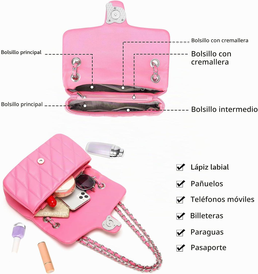 Pelimoo Bolso Bandolera Acolchado para Mujer de Moda - Bolso de Man...