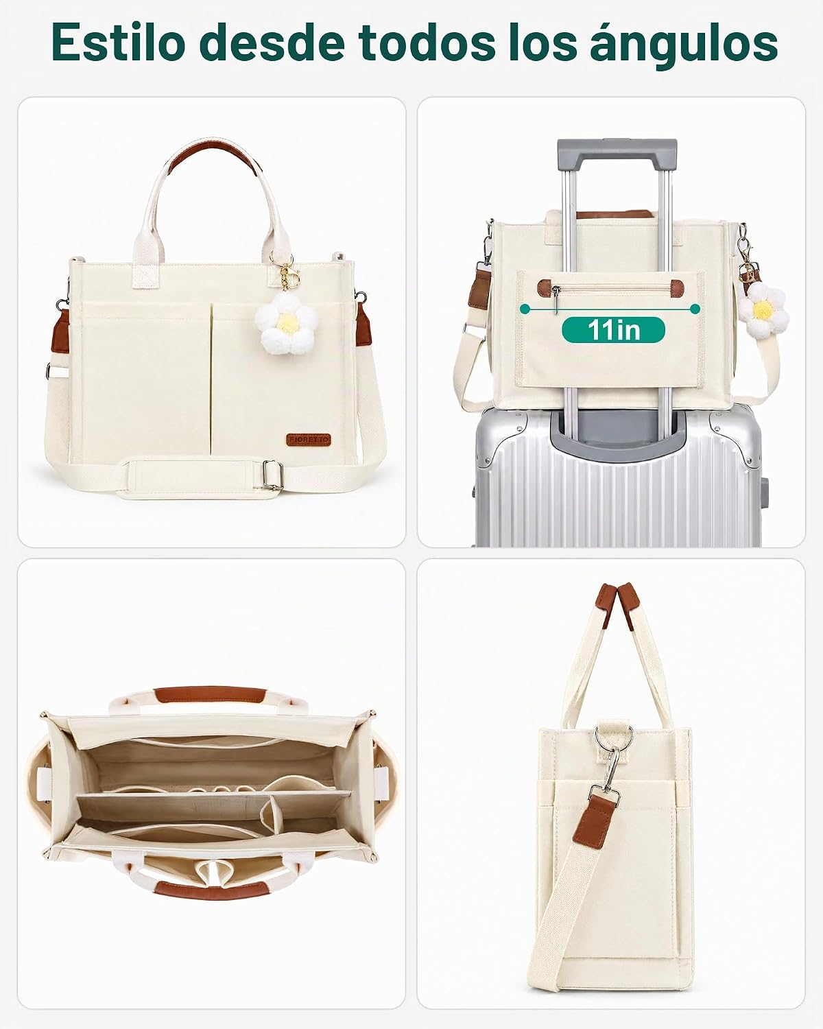 FIORETTO Bolso de lona para mujer con compartimento individual, par...