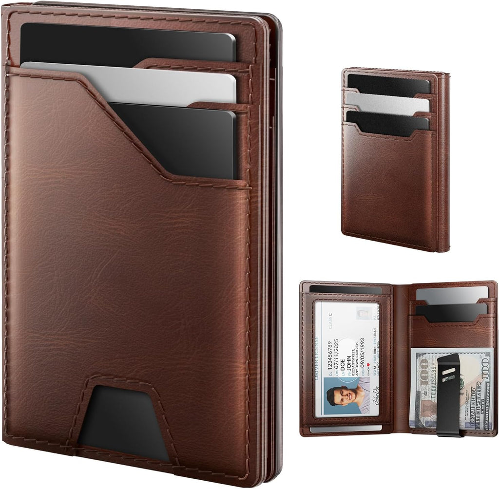 Cartera de Cuero Typecase para Hombres con Tarjetero, Marrón, Minim...