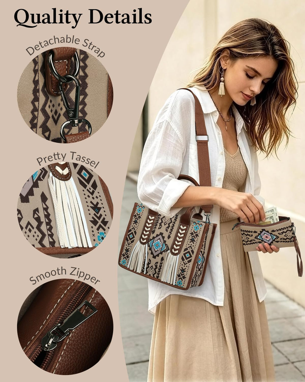 PARAURORA Bolso tote bohemio con asa superior para mujer, bolso cru...