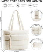 Bolsa Tote Acolchada para Mujeres, Bolsa de Mano de Trabajo Ligera...