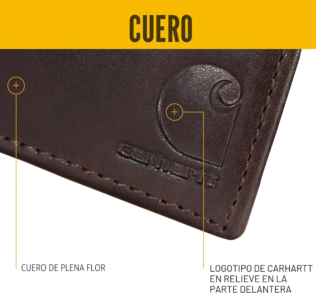 Carhartt Cartera de cuero marrón aceitado para hombre, bolsillo fro...