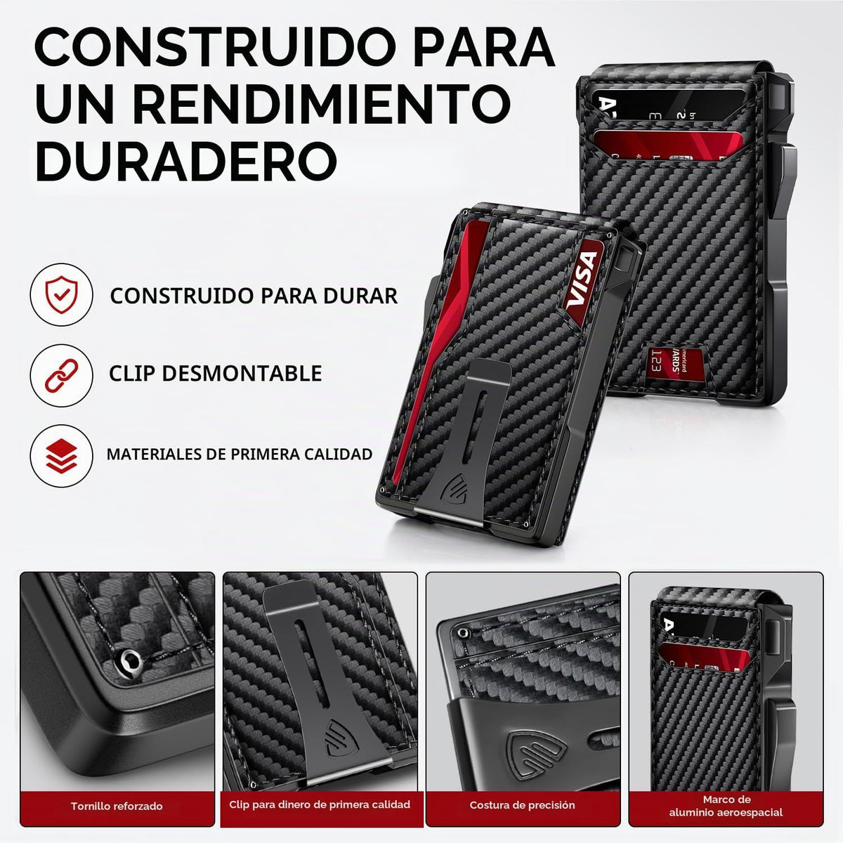 Billetera para hombre, cartera minimalista con 14 tarjetas, cartera...