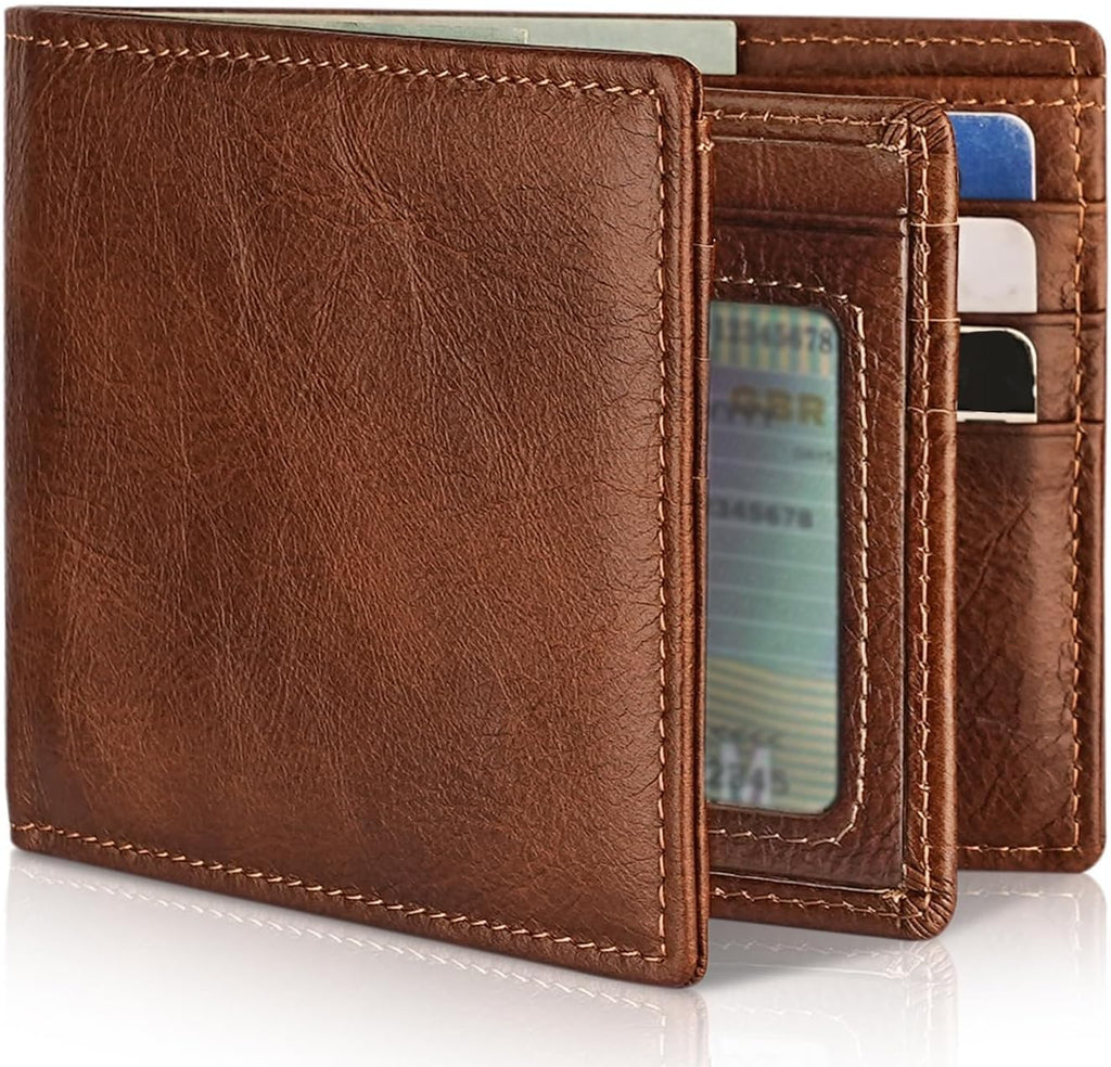 Cartera Artpaxy para hombre de cuero genuino plegable con bloqueo R...