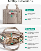 BAGSMART Bolsa Tote Pequeña para Mujeres, Bolsa Cruzada con Cremall...