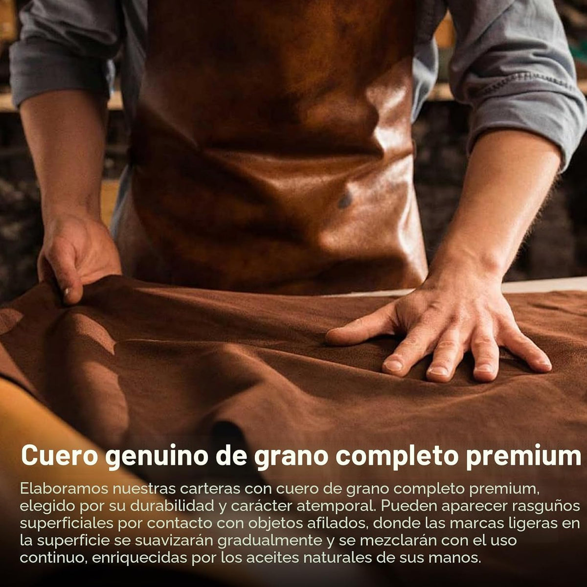 furid Cartera de cuero genuino para hombres: billetera minimalista...