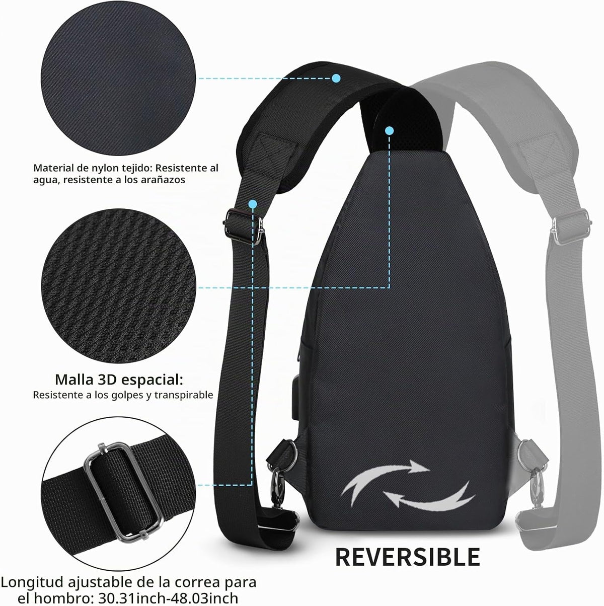 AMJ Bolso cruzado tipo bandolera para hombres y mujeres, mochila de...