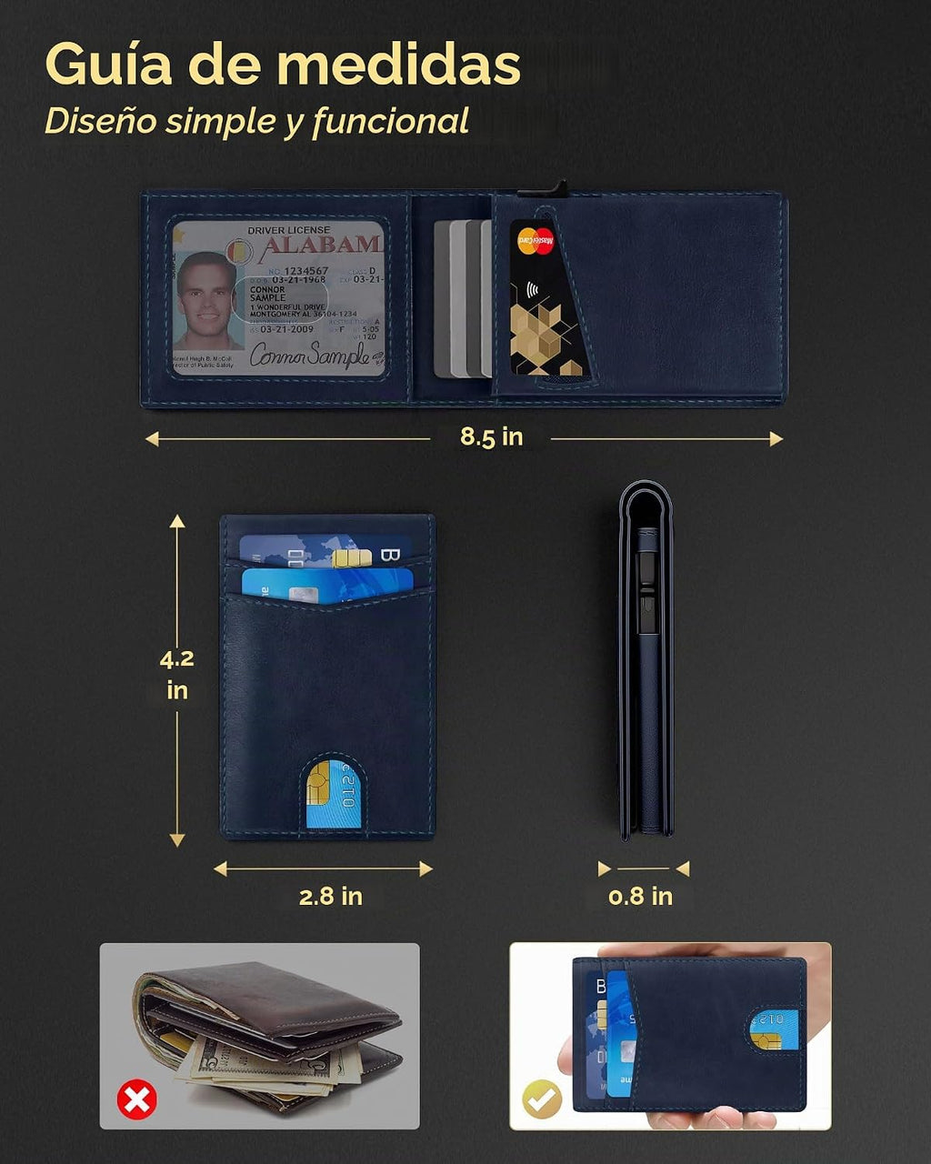 QLD Cartera minimalista para hombres \u2013 Funda delgada de alumin...