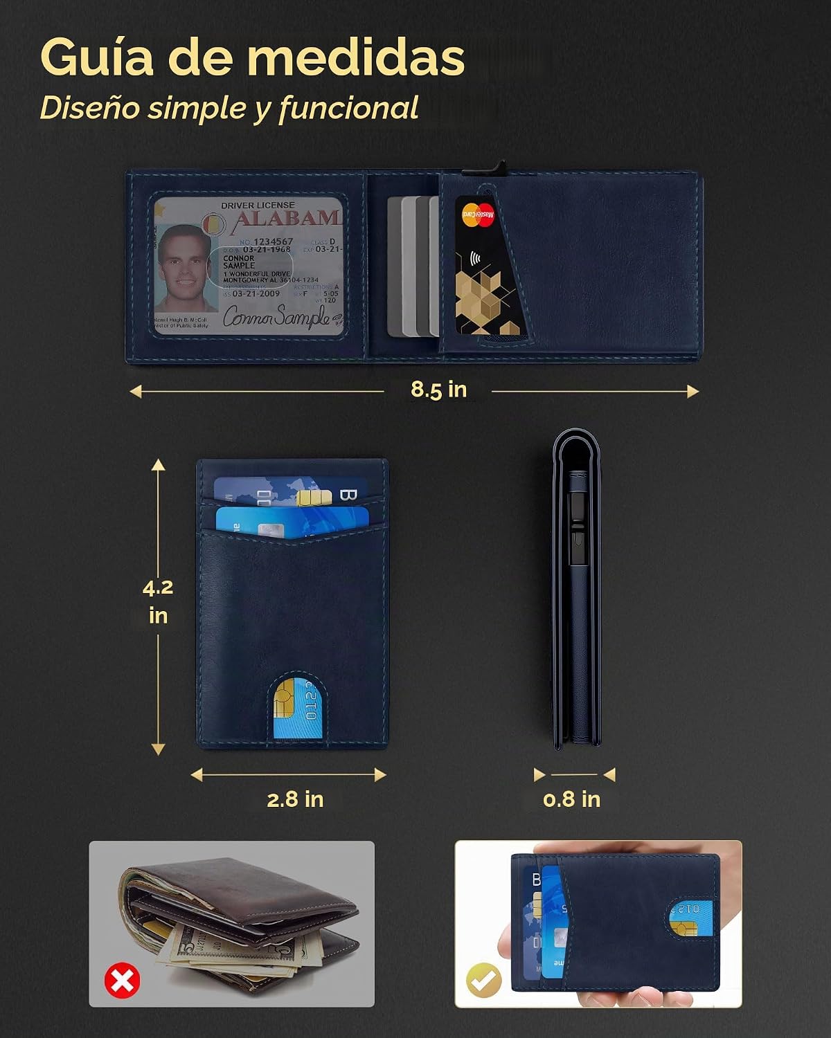 QLD Cartera minimalista para hombres \u2013 Funda delgada de alumin...