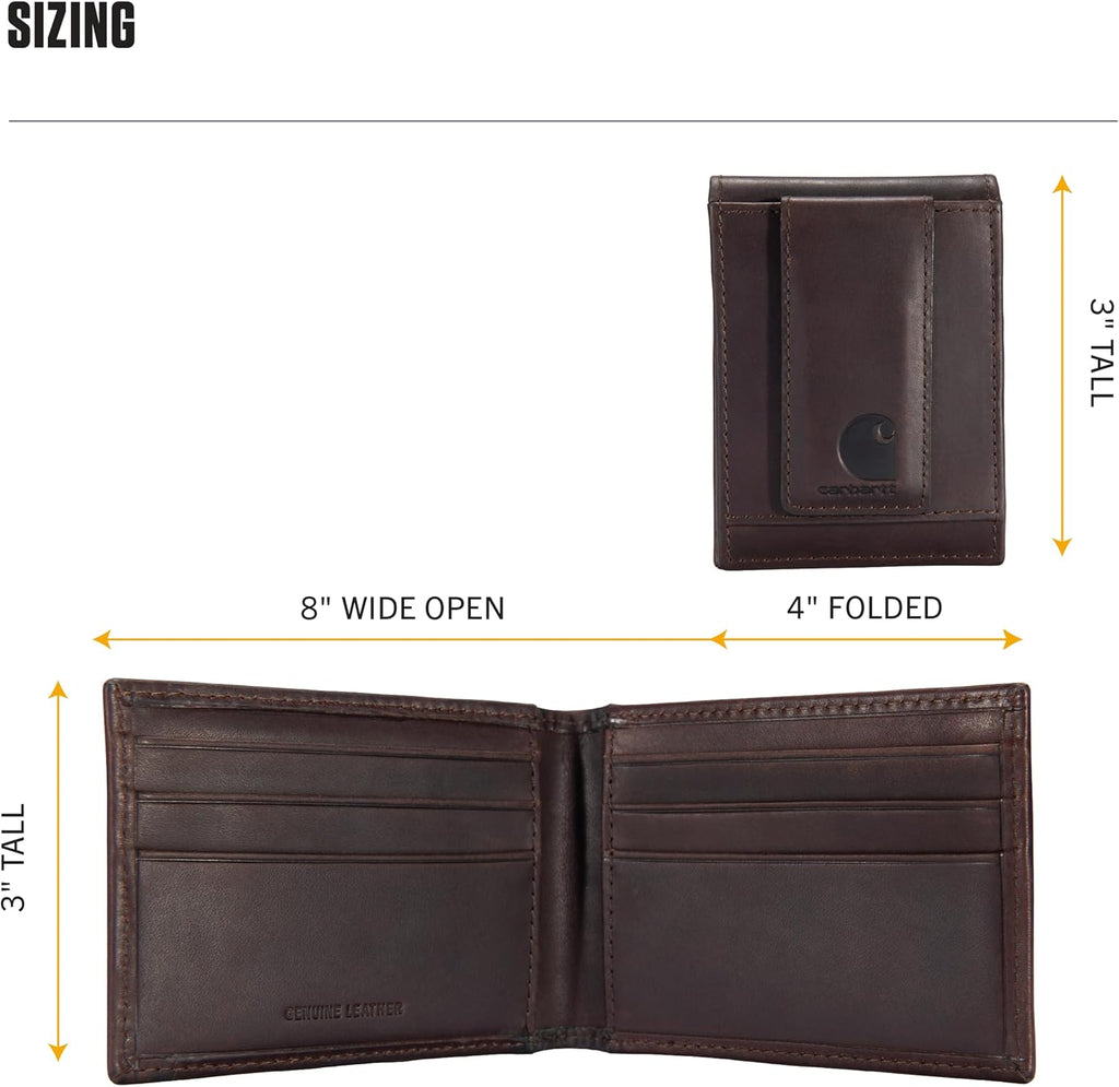 Carhartt Cartera de cuero marrón aceitado para hombre, bolsillo fro...