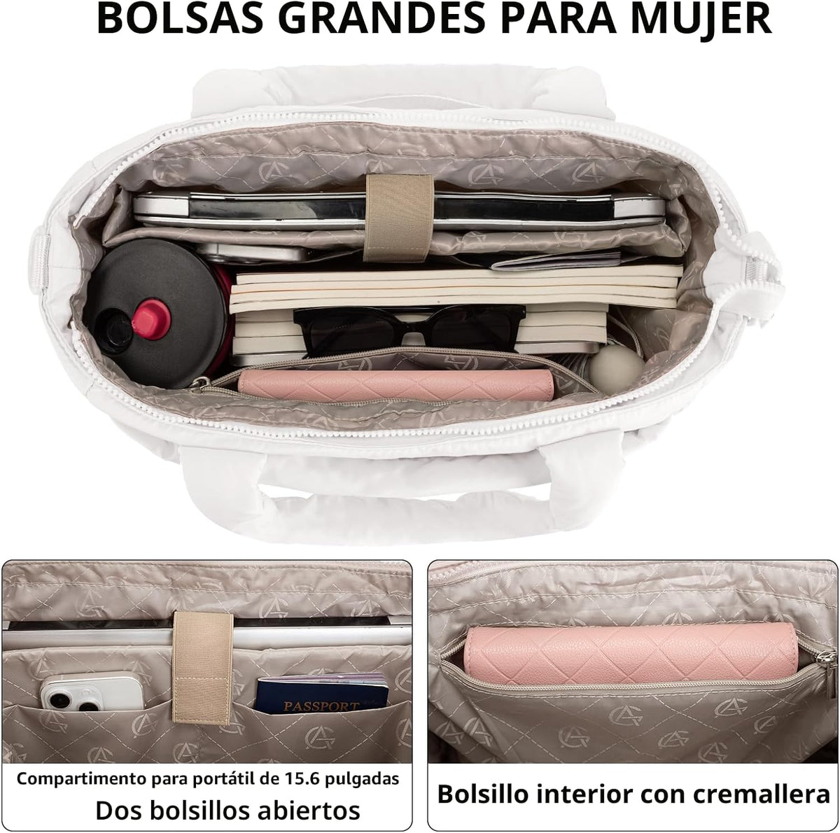 Bolso de mano acolchado para mujer, bolso grande de enfermera, bols...
