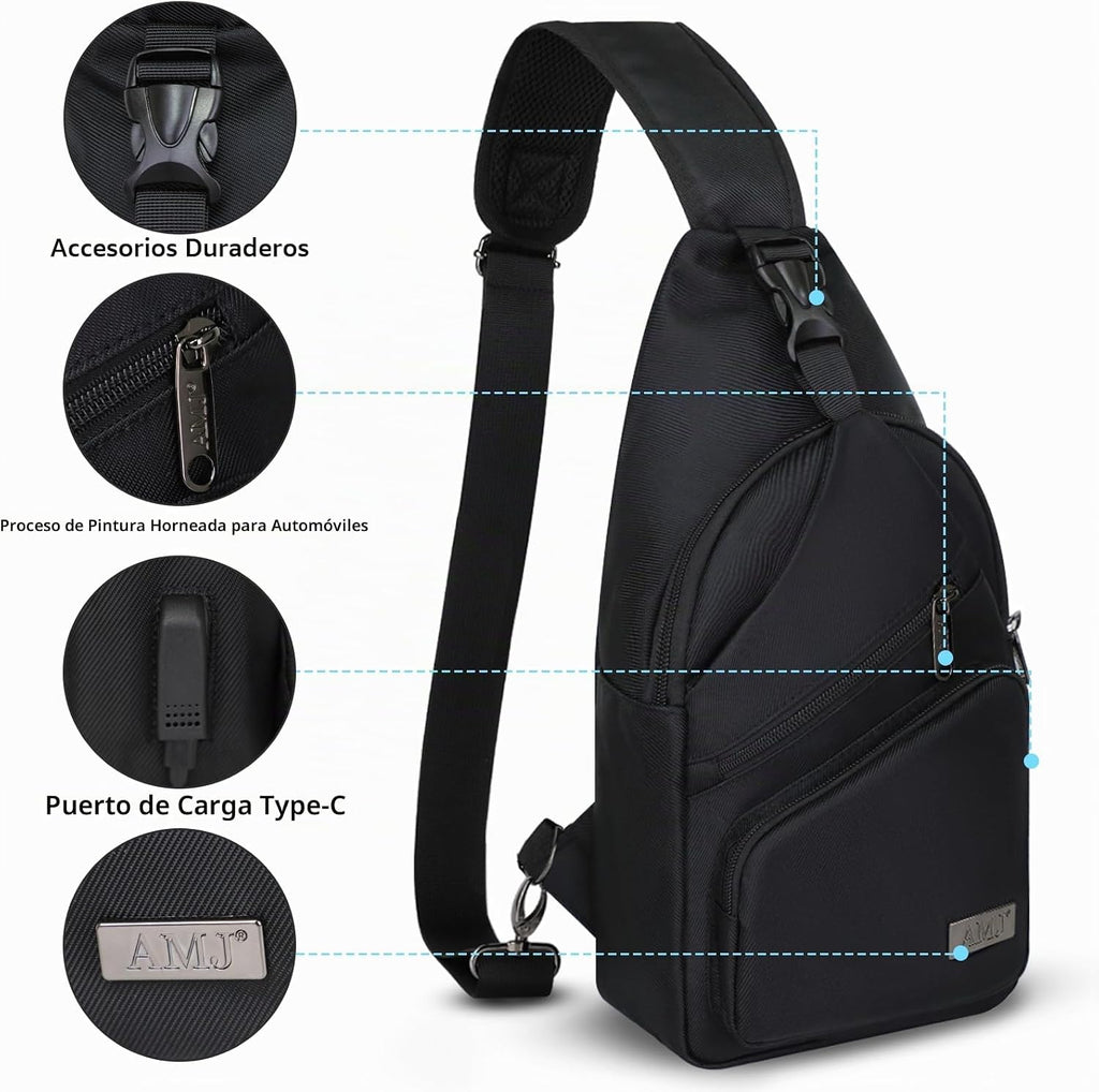 AMJ Bolso cruzado tipo bandolera para hombres y mujeres, mochila de...