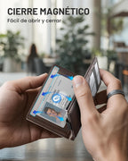 typecase Cartera de cuero para hombre con tarjetero, Marrón profund...