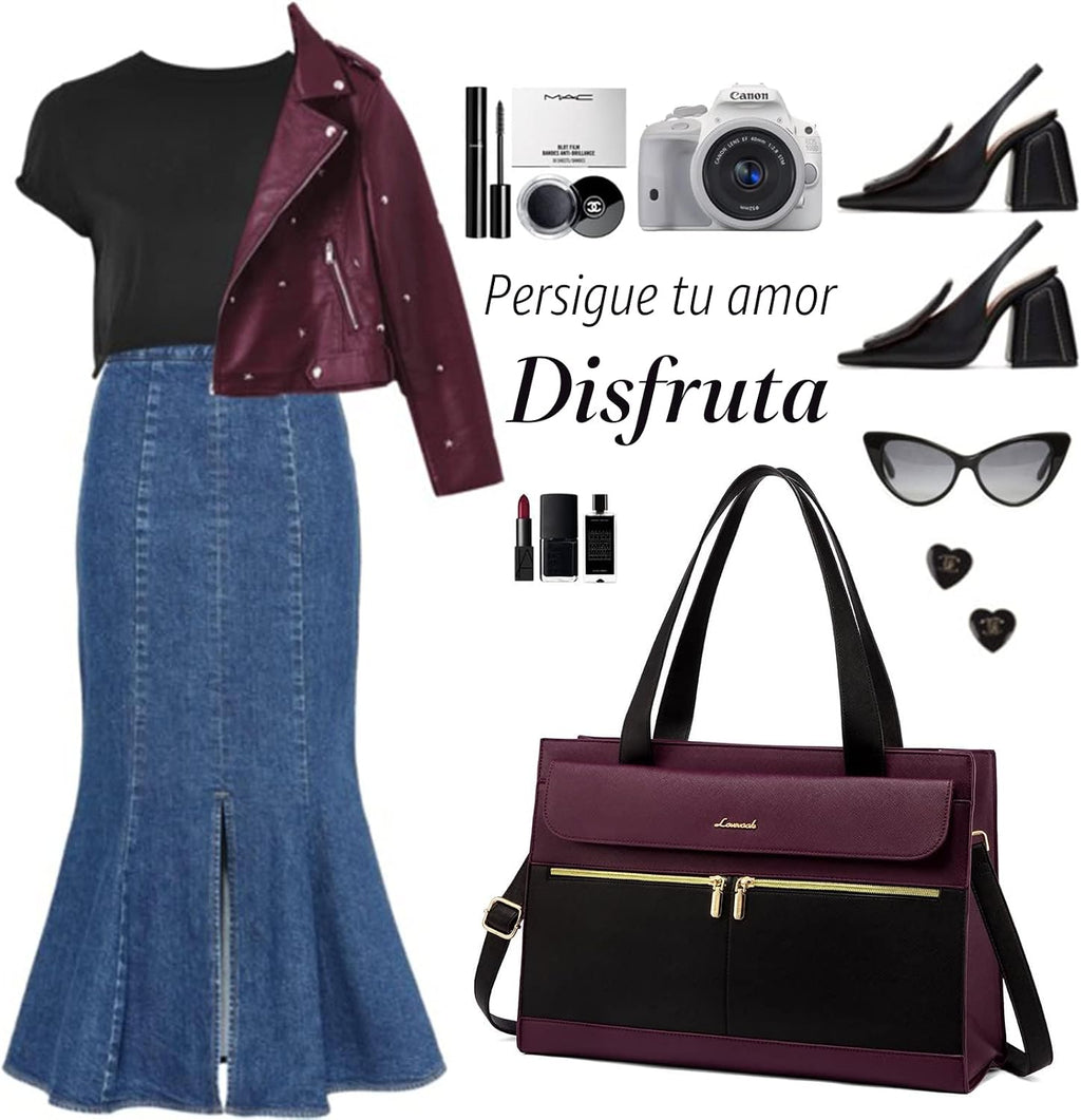 LOVEVOOK Bolsa para laptop para mujeres de 15.6 pulgadas, bolso tip...