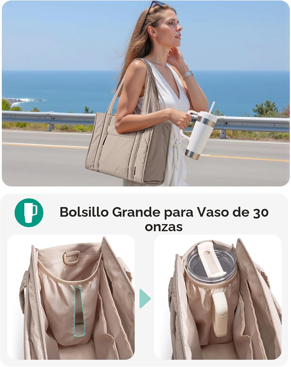 BAGSMART Bolsa Tote Pequeña para Mujeres, Bolsa Cruzada con Cremall...