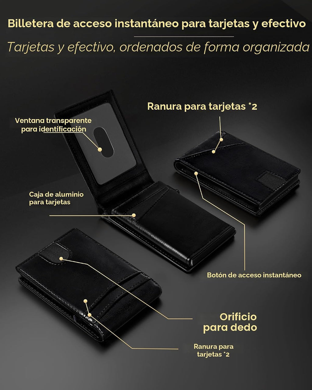 QLD 2026 - Cartera para hombre con bloqueo RFID, delgada y minimali...