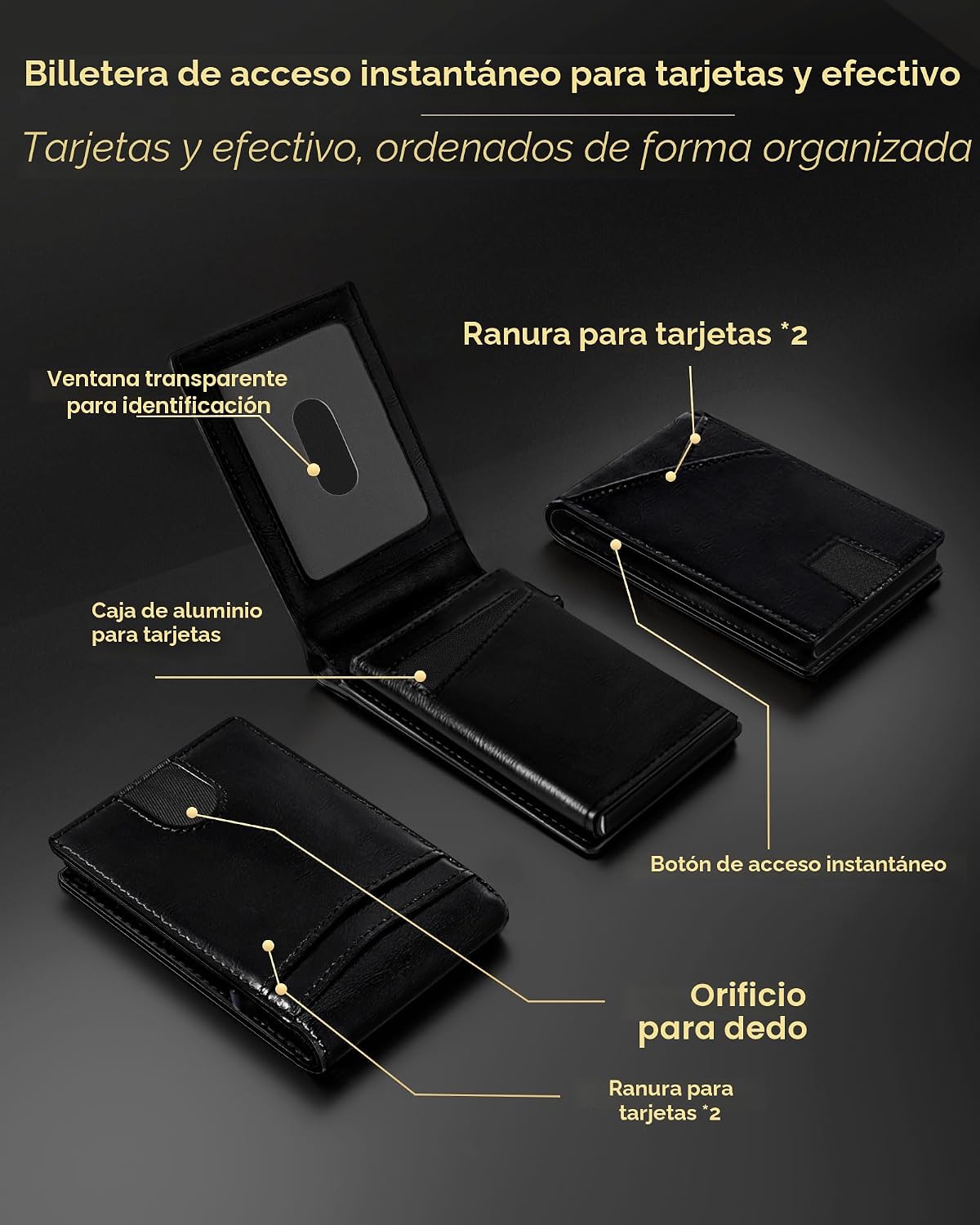 QLD 2026 - Cartera para hombre con bloqueo RFID, delgada y minimali...