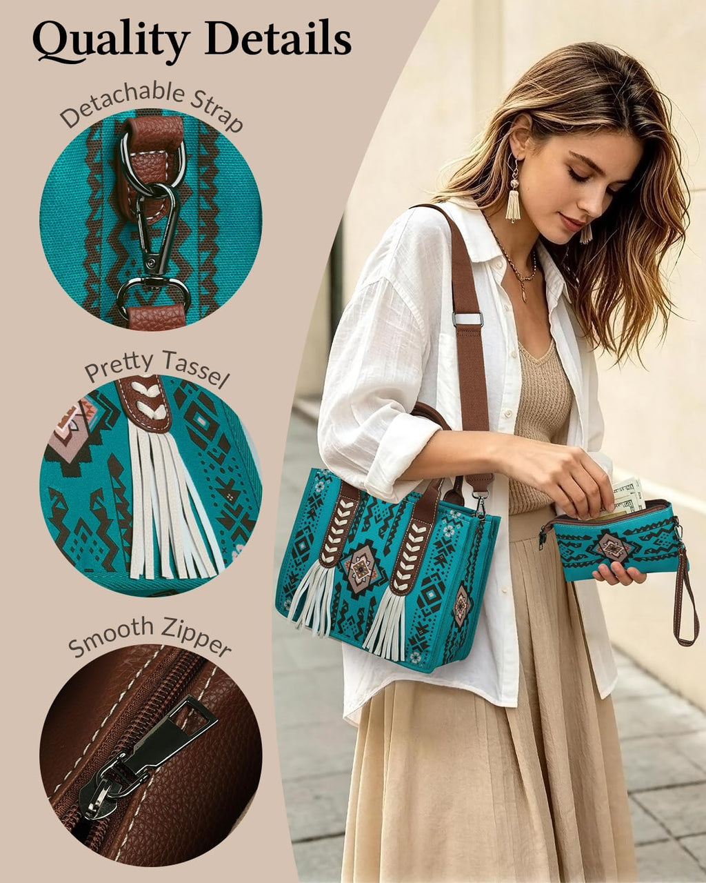 PARAURORA Bolso tote bohemio con asa superior para mujer, bolso cru...