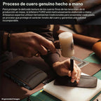 furid Cartera de cuero genuino para hombres: billetera minimalista...