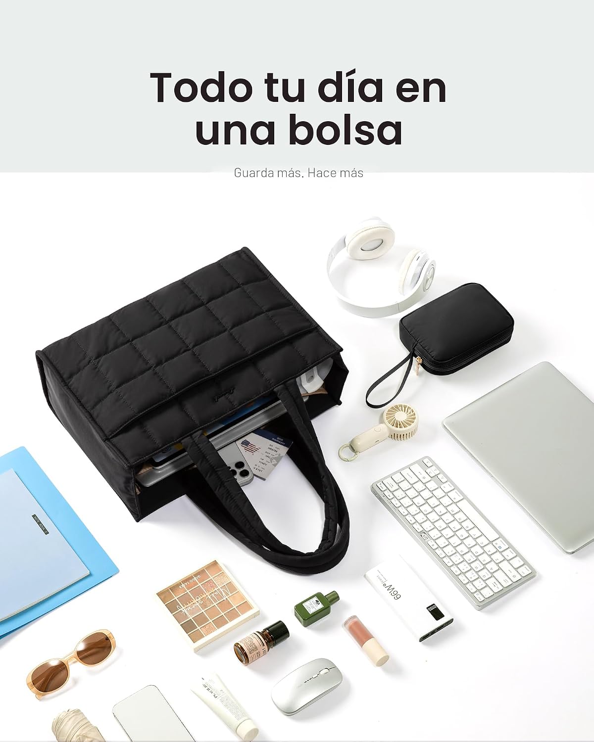 LOVEVOOK - Bolso de mano para mujer, bolso de trabajo acolchado de...