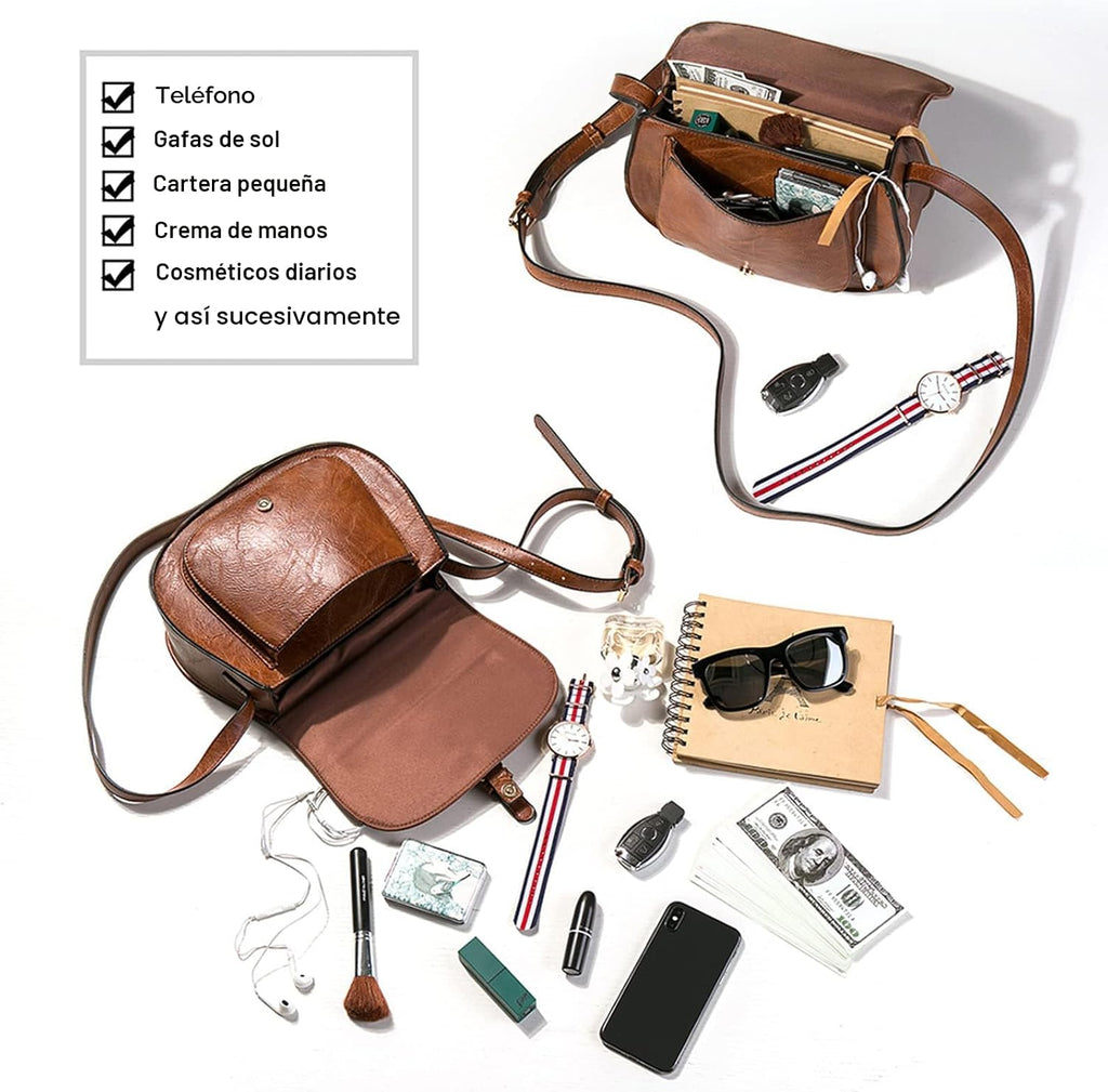 Bolsa cruzada de cuero vegano para mujer, pequeña, para colgarla en...