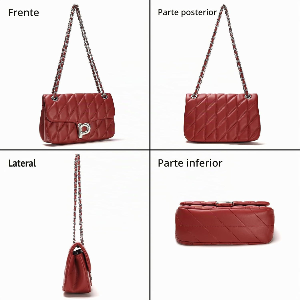 Pelimoo Bolso Bandolera Acolchado para Mujer de Moda - Bolso de Man...