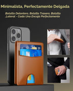 QLD Cartera minimalista para hombres - Cartera de cuero con bloqueo...