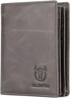 BULLCAPTAIN Cartera de cuero genuino plegable de gran capacidad par...