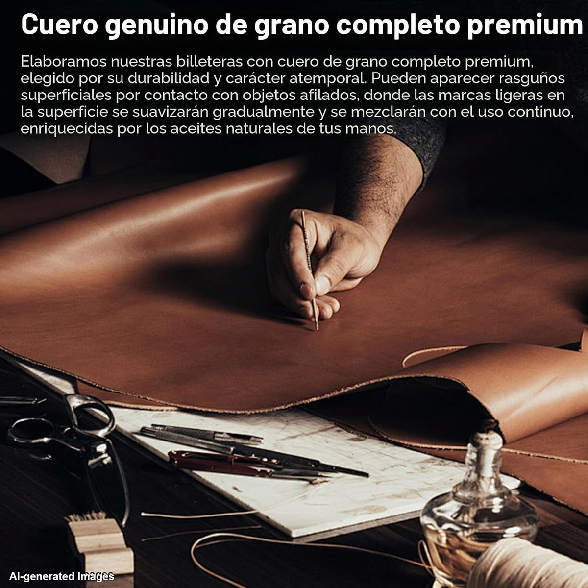 furid Cartera de cuero genuino para hombres: billetera minimalista...