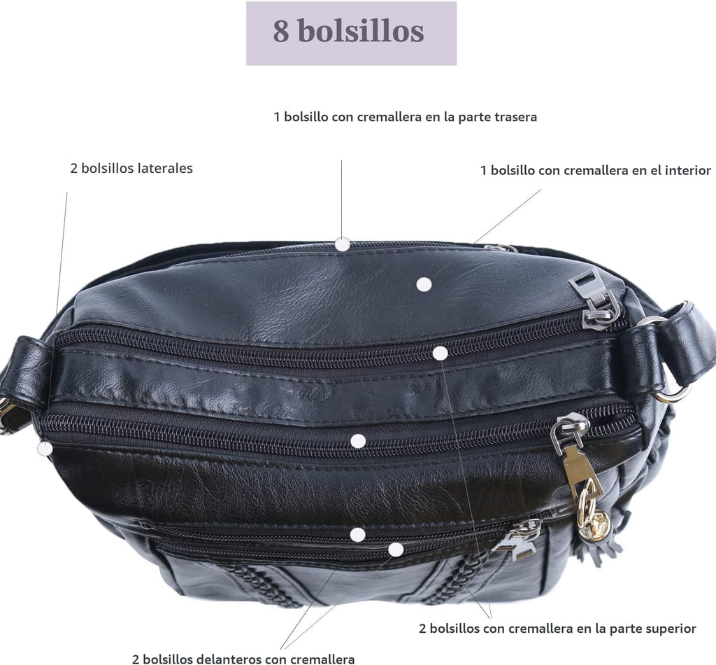Bolsos bandolera ELDA para mujer, monederos y bolsos de piel sintét...