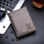 BULLCAPTAIN Cartera de cuero genuino plegable de gran capacidad par...