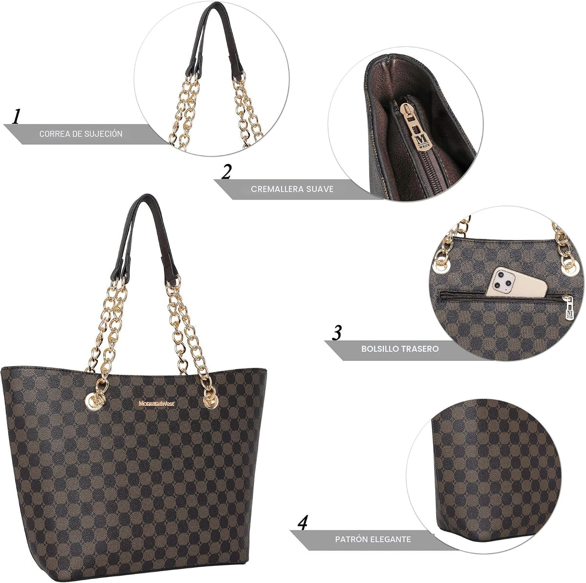 Montana West Bolsa Tote para Mujeres Bolsos de Mano con Asa Superio...