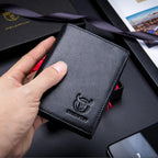 BULLCAPTAIN Cartera de cuero genuino plegable de gran capacidad par...