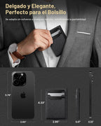 Cartera de cuero typecase para hombres con tarjetero, Negro, Minima...