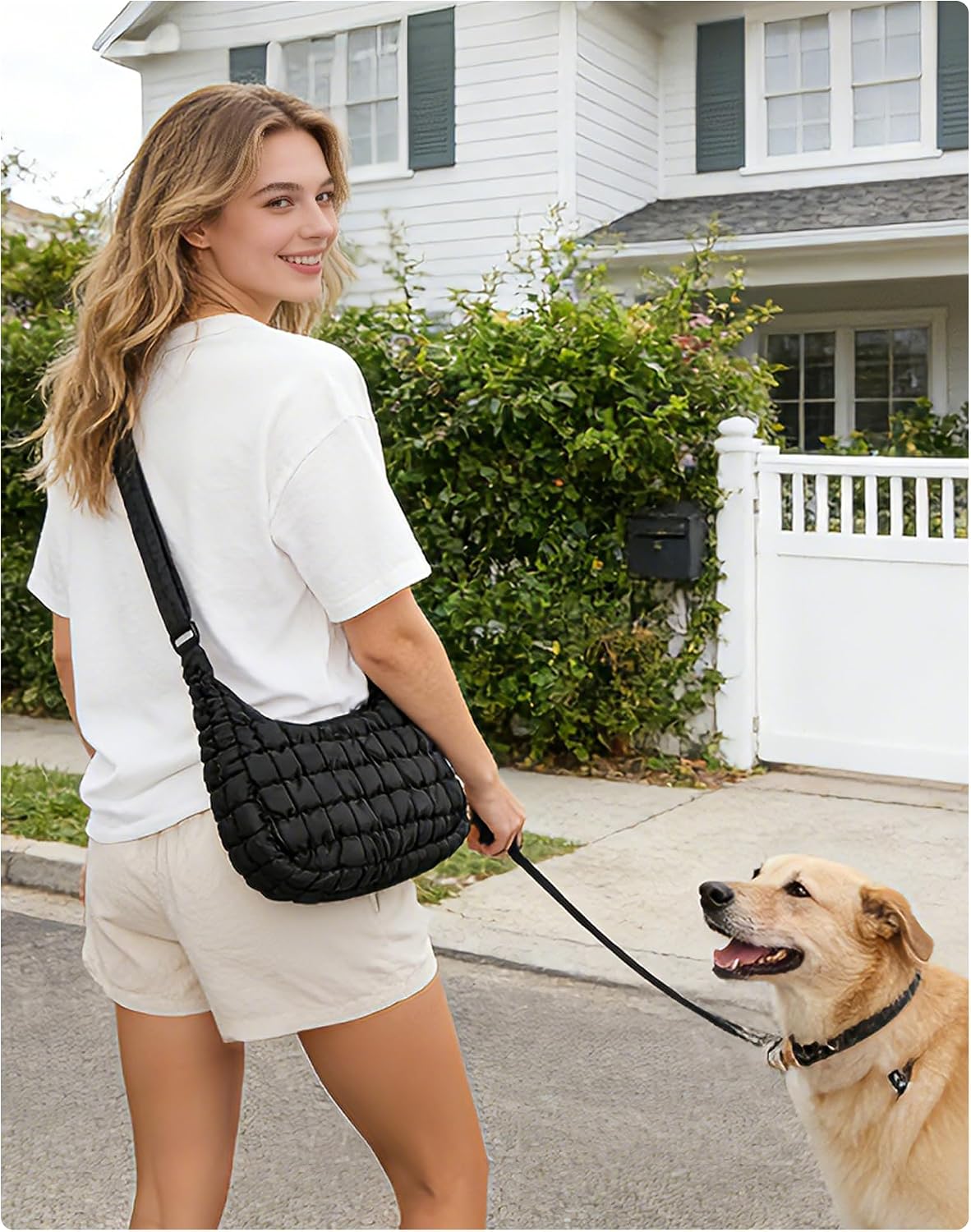 Bolso cruzado tipo hobo de BAGSMART para mujer, bolsos acolchados y...