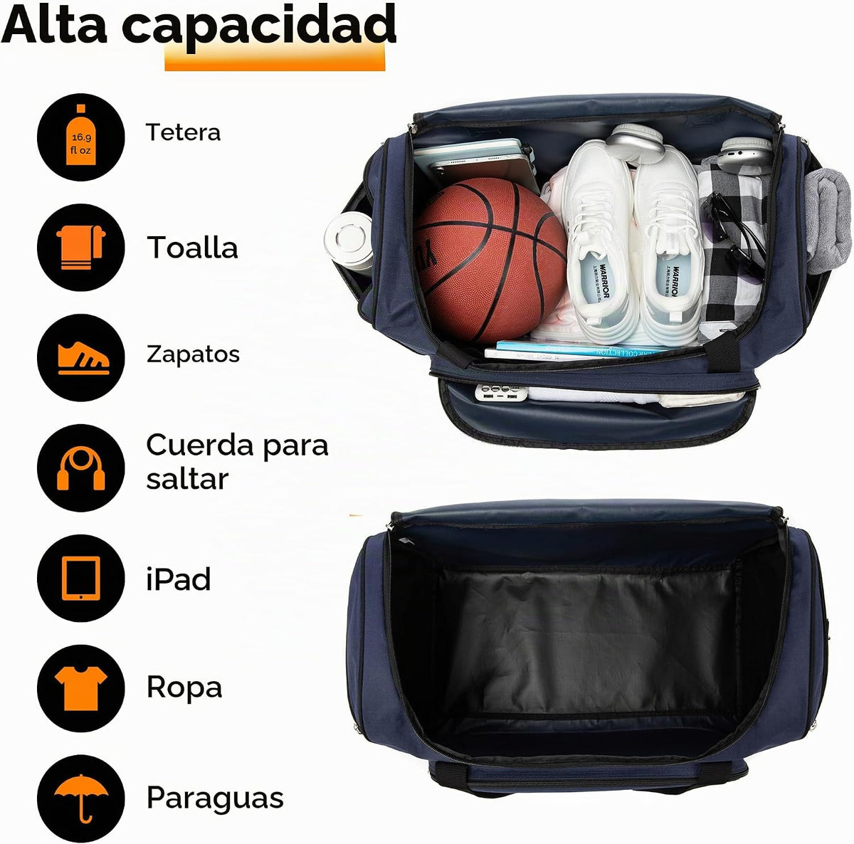 Uarition Bolsa de gimnasio para hombre, 21 pulgadas, grande, para v...
