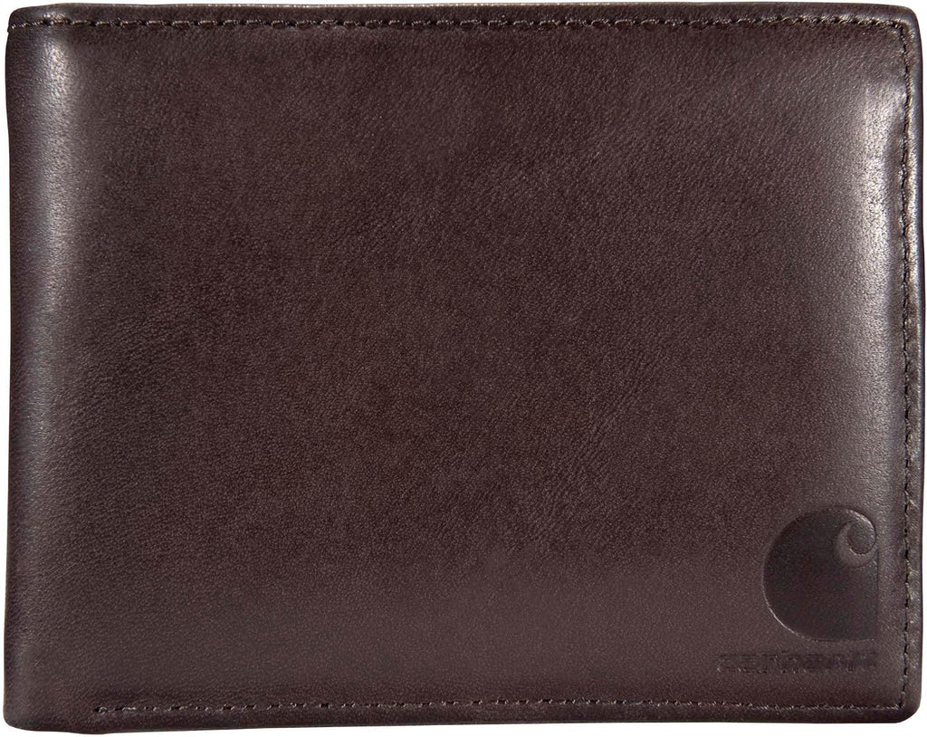 Carhartt Cartera de cuero marrón aceitado para hombre, bolsillo fro...